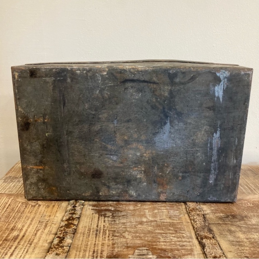 Industrial Distressed Tool Box Metal Tray Metal With Handle Rustic Farmhouse - Picture 13 of 16